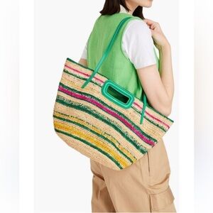 NEW Maje Stripped Raffia Basket Large Tote Bag